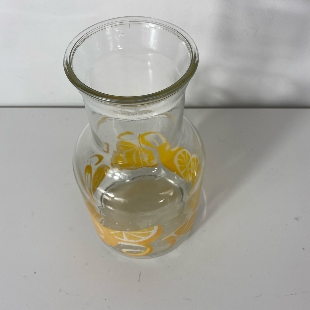 Vintage Glass Pitcher Lemonade Lemon 🍋 Design Clear Glass Citrus Fruit Design - Picture 2 of 5